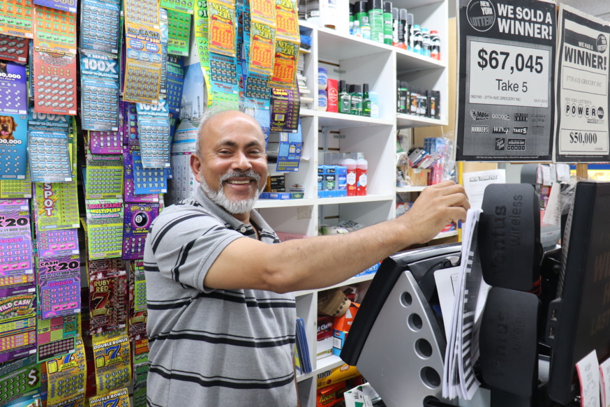 A bodega in Jackson Heights has sold a $1 million winning lottery ticket (Photo of store owner MD Hossain by Michael Dorgan)