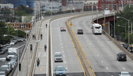Rendering of dedicated bike lane from Brooklyn