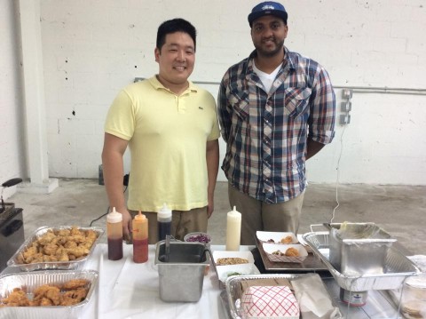 Woodside and Jackson Heights natives Suhan Lee and Kevin Lewis own "Roosevelt Ave. Fare" and are offering Korean fried chicken wings and roti tacos. 