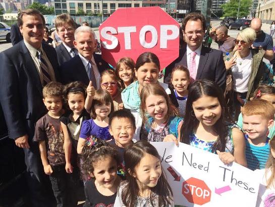 Rally for a stop sign on Center Blvd and 48th Avenue, which was later installed