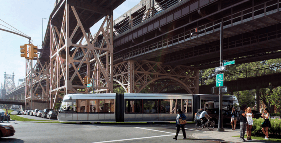 Rendering of the BQX at Queens Plaza